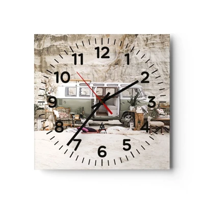 Reloj de pared - Reloj de vidrio - Hora de empezar el viaje - 40x40 cm