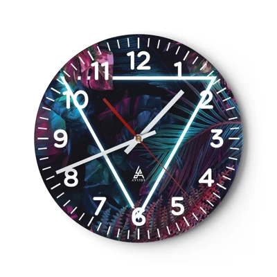 Reloj de pared - Reloj de vidrio - Jardín fluorescente - 30x30 cm