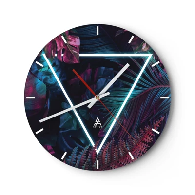 Reloj de pared - Reloj de vidrio - Jardín fluorescente - 30x30 cm