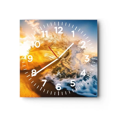 Reloj de pared - Reloj de vidrio - Jugando en la arena - 30x30 cm