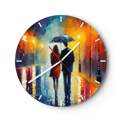 Reloj de pared - Reloj de vidrio - Juntos en una noche llena de color - 30x30 cm