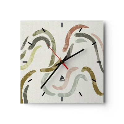 Reloj de pared - Reloj de vidrio - La alegre danza de la abstracción - 30x30 cm