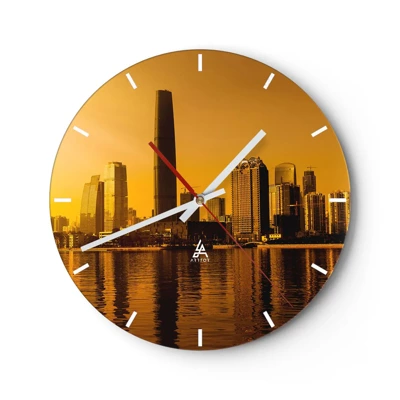 Reloj de pared - Reloj de vidrio - La ciudad dorada - 30x30 cm