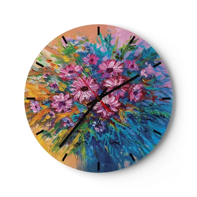 Reloj de pared - Reloj de vidrio - La energía de la vida - 30x30 cm