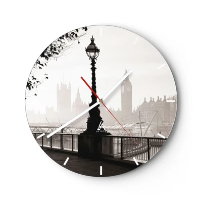 Reloj de pared - Reloj de vidrio - La mañana de Londres - 30x30 cm