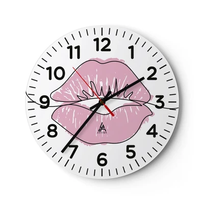 Reloj de pared - Reloj de vidrio - ¿Listo para un beso? - 30x30 cm