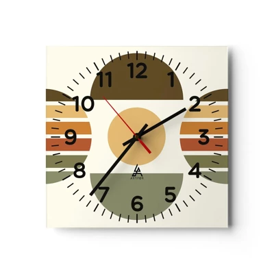 Reloj de pared - Reloj de vidrio - Los tonos de la tierra - 30x30 cm