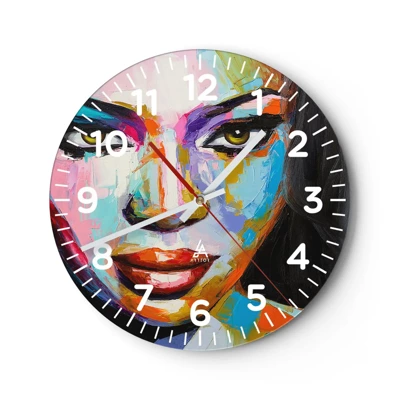 Reloj de pared - Reloj de vidrio - Mirada penetrante - 30x30 cm