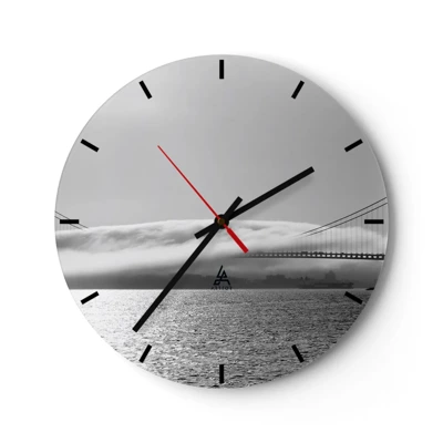 Reloj de pared - Reloj de vidrio - Navegue por el Golden Gate - 30x30 cm