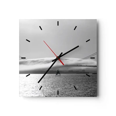 Reloj de pared - Reloj de vidrio - Navegue por el Golden Gate - 40x40 cm