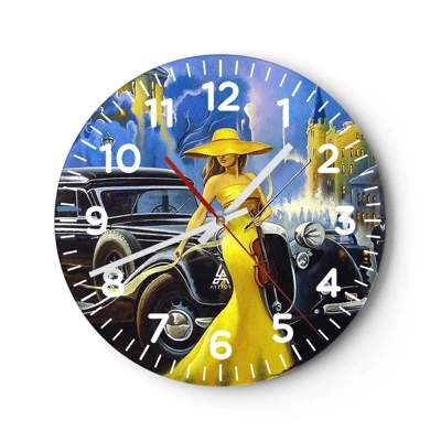 Reloj de pared - Reloj de vidrio - Noche de violín y pasión - 30x30 cm