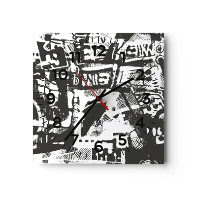 Reloj de pared - Reloj de vidrio - ¿Orden o caos? - 40x40 cm