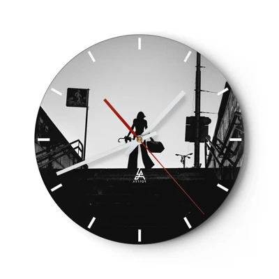 Reloj de pared - Reloj de vidrio - Paseo urbano - 30x30 cm