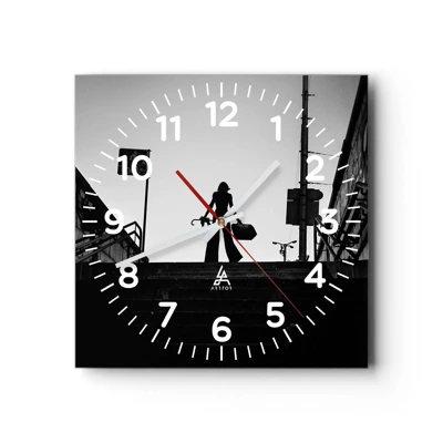 Reloj de pared - Reloj de vidrio - Paseo urbano - 40x40 cm