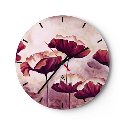 Reloj de pared - Reloj de vidrio - Pétalo rojo y blanco - 40x40 cm