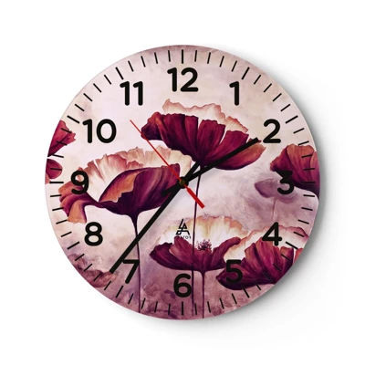 Reloj de pared - Reloj de vidrio - Pétalo rojo y blanco - 40x40 cm