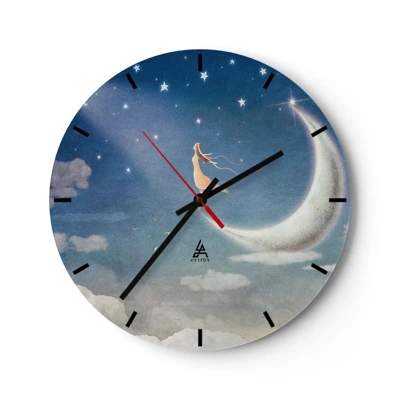 Reloj de pared - Reloj de vidrio - Pretendiente sobre azul - 30x30 cm