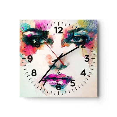 Reloj de pared - Reloj de vidrio - Retrato en arco iris - 30x30 cm
