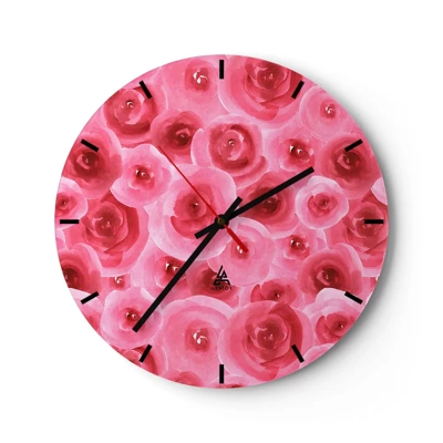 Reloj de pared - Reloj de vidrio - Rosas abajo y arriba - 30x30 cm