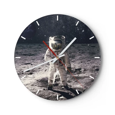 Reloj de pared - Reloj de vidrio - Saludos desde la Luna - 30x30 cm