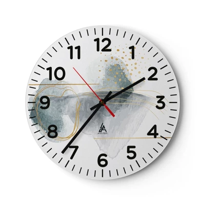 Reloj de pared - Reloj de vidrio - Sobre la relación entre el gris y el oro - 30x30 cm