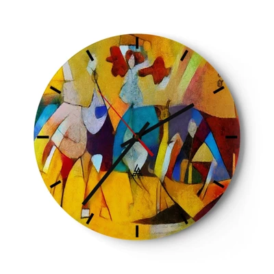 Reloj de pared - Reloj de vidrio - Sol - vida - alegría - 40x40 cm