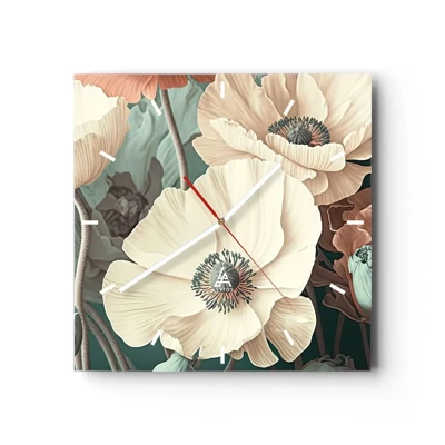 Reloj de pared - Reloj de vidrio - Susurro de amapolas - 40x40 cm