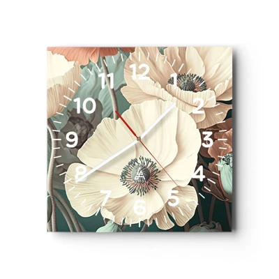 Reloj de pared - Reloj de vidrio - Susurro de amapolas - 40x40 cm