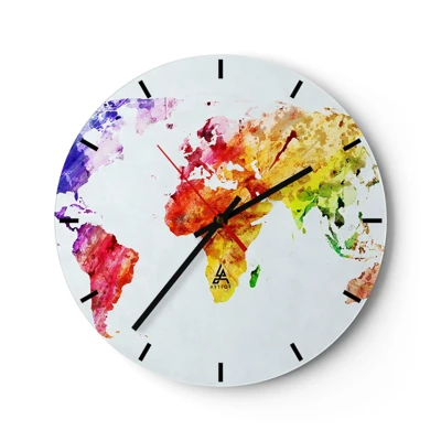 Reloj de pared - Reloj de vidrio - Todos los colores del mundo - 30x30 cm