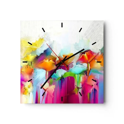 Reloj de pared - Reloj de vidrio - Un arco iris ha florecido - 40x40 cm