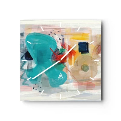 Reloj de pared - Reloj de vidrio - Un juego de colores - 40x40 cm