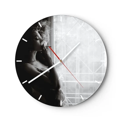 Reloj de pared - Reloj de vidrio - Un momento sensual - 30x30 cm