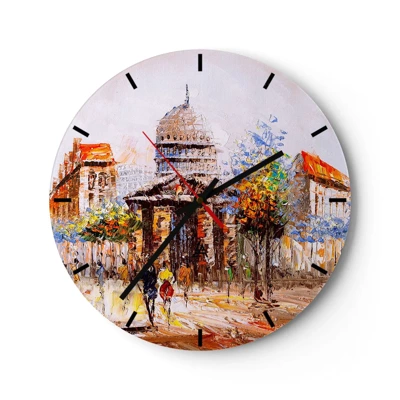 Reloj de pared - Reloj de vidrio - Un paseo parisino - 30x30 cm