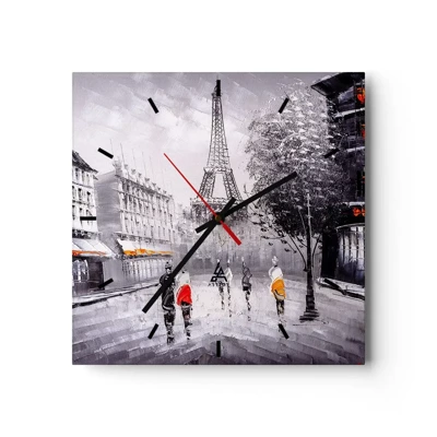 Reloj de pared - Reloj de vidrio - Un paseo parisino - 30x30 cm