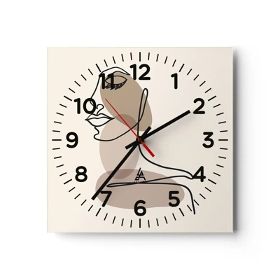 Reloj de pared - Reloj de vidrio - Una línea de hermosura - 30x30 cm