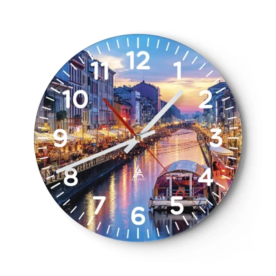 Reloj de pared - Reloj de vidrio - Una noche de luz y diversión - 40x40 cm