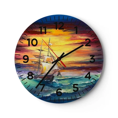 Reloj de pared - Reloj de vidrio - Valientemente surcando las olas - 30x30 cm