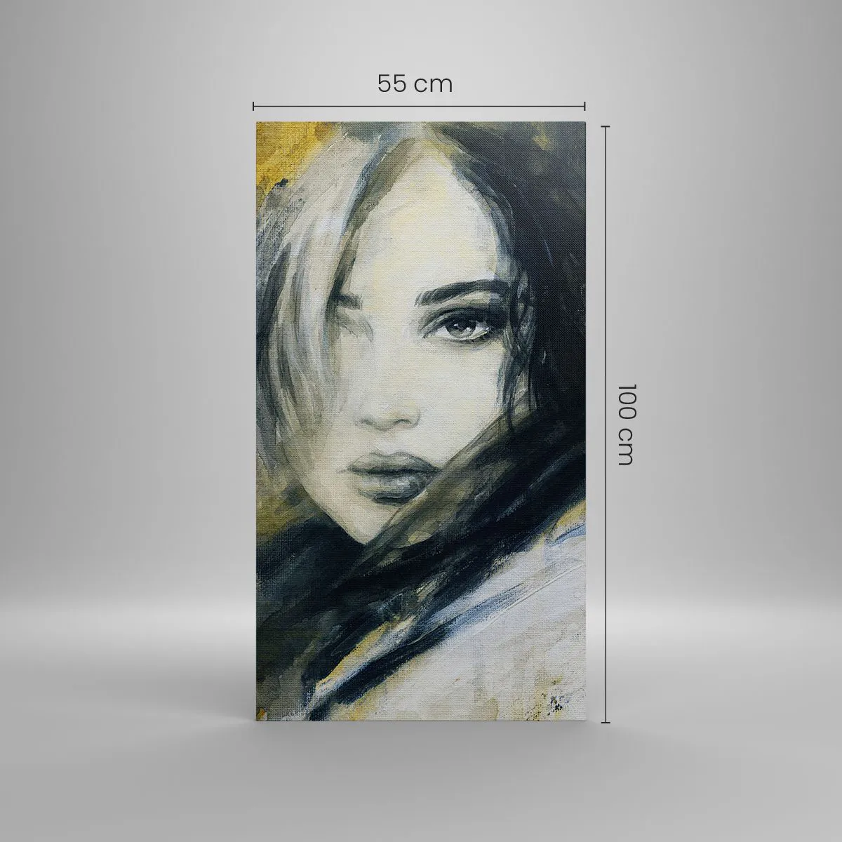 YS-Art Cuadro pintura abstracta hecho a mano Carrete de película Pintado en  acrílico blanco y negro con dorado con una mujer con marco 100x50 cm :  : Hogar y cocina