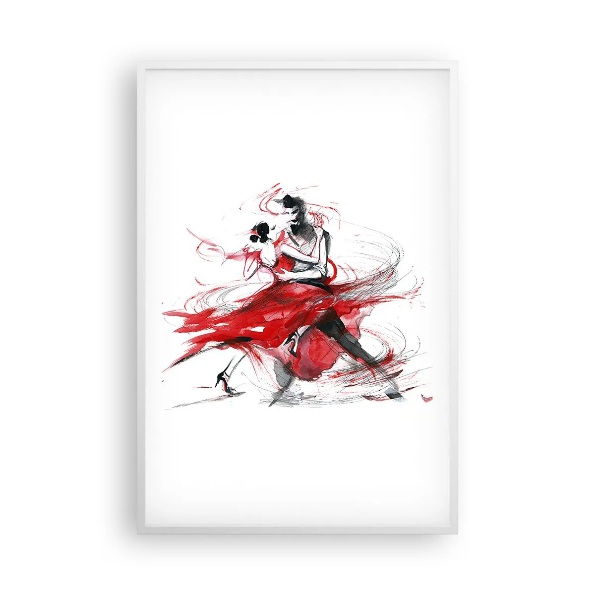Póster en marco blanco Arttor 61x91 cm - El tango: el ritmo de la pasión - Abstracción, Baile, Bailarín, Tango, Gráficos, Para el salón, Para el dormitorio, Rojo, Negro, Vertical, P2WPA61x91-3052