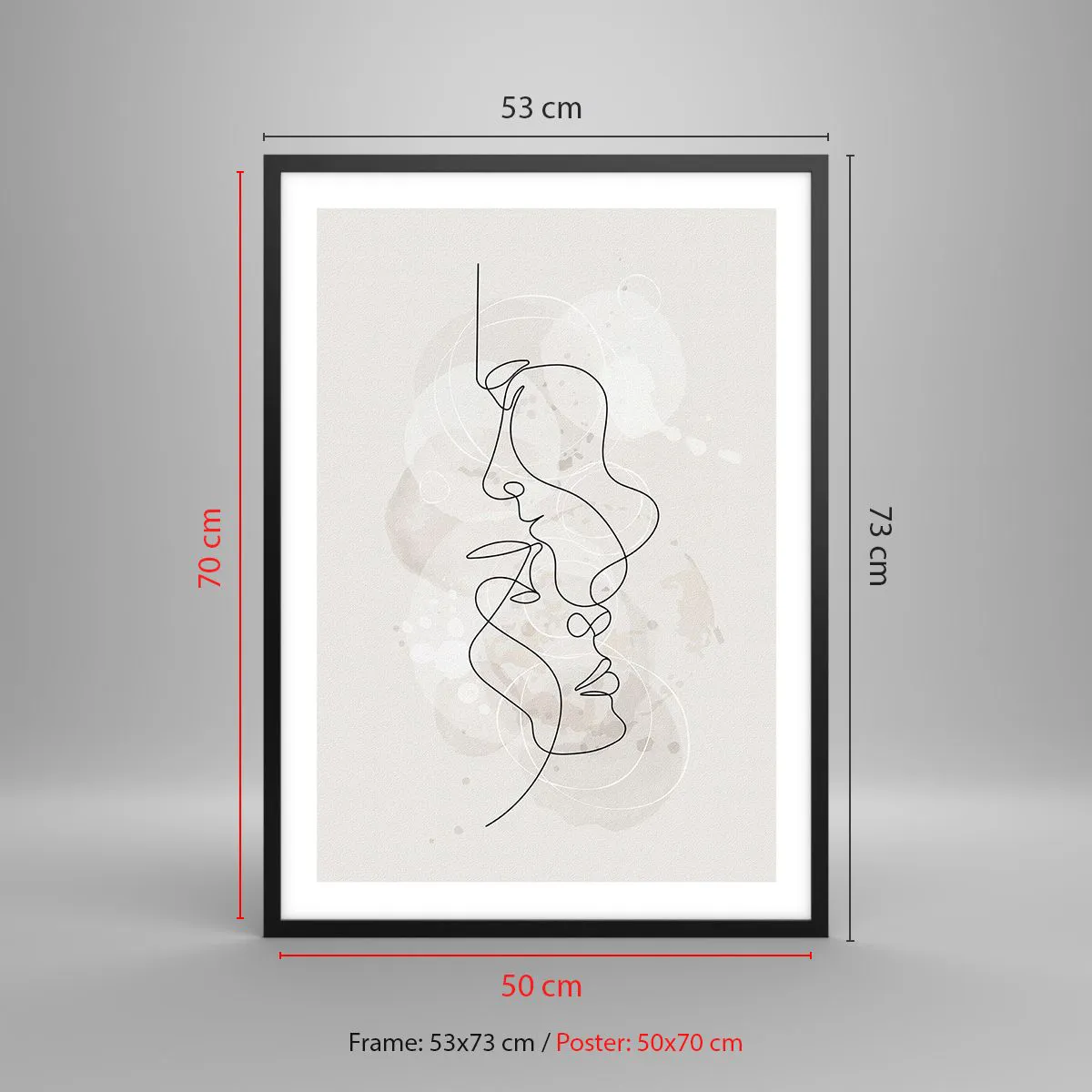 Póster en marco negro Arttor 70x50 cm - La belleza de los elementos -  Abstracción, Cara De Mujer, Montañas, Gráficos, Mar, Para el salón, Para el