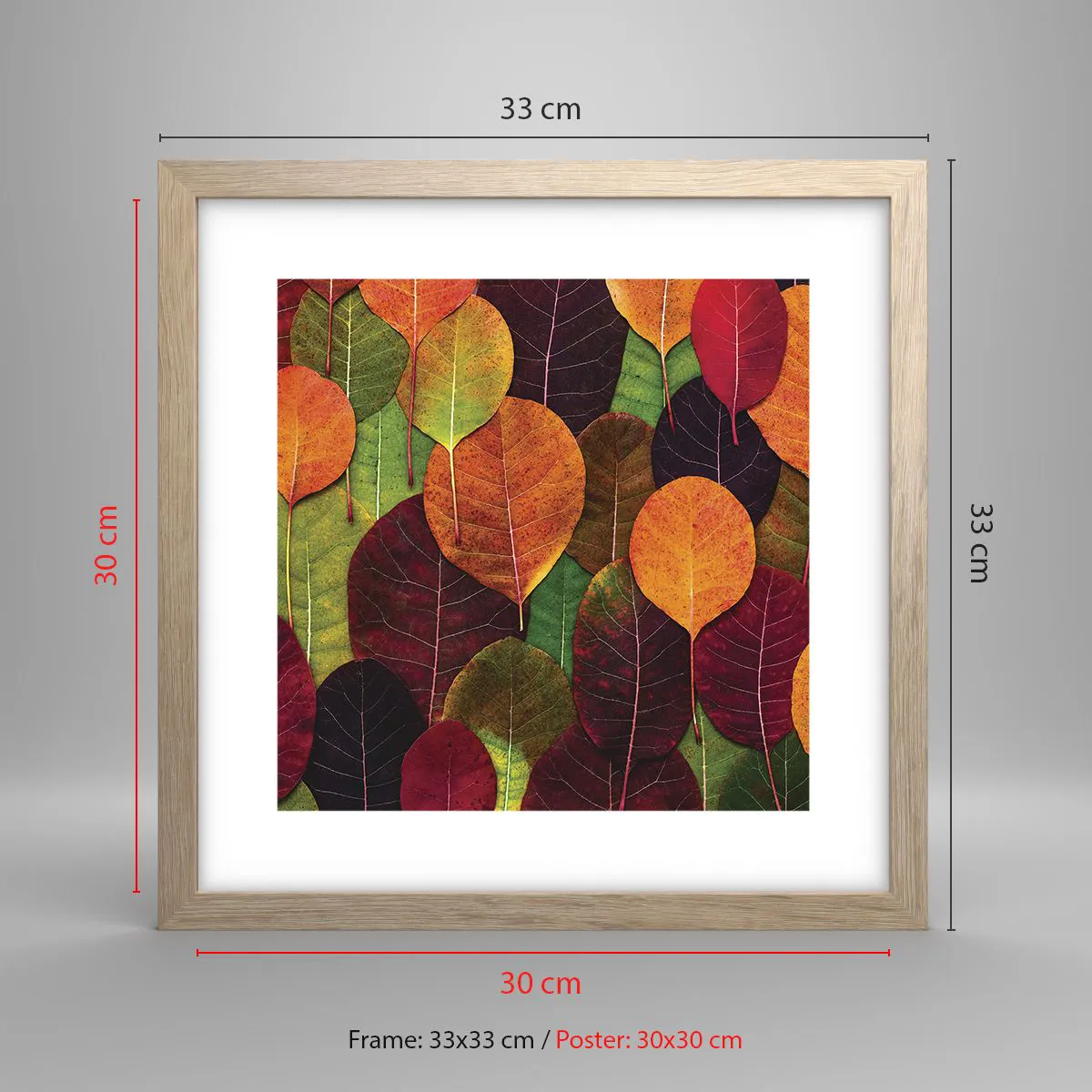 Póster en marco roble claro 30x30 cm - Mosaico de otoño - Arttor