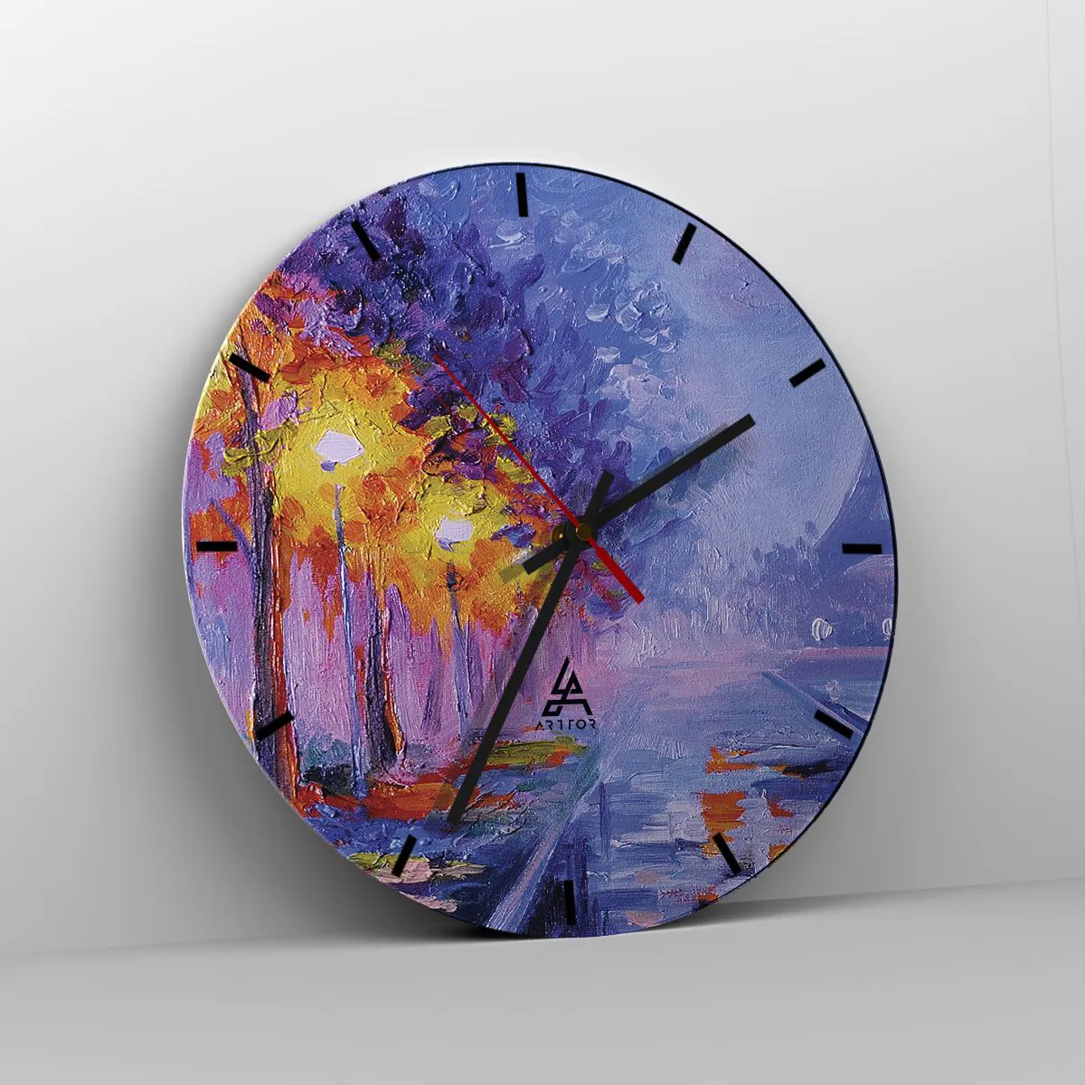 Reloj de pared Arttor - Un paseo de ensueño - Esfera sin numeración, con  rayas, Forma: Circular - 40x40 cm - Ciudad, París, Torre Eiffel