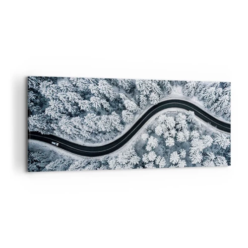 Cuadro sobre lienzo - Impresión de Imagen - A través de un bosque invernal - 120x50 cm