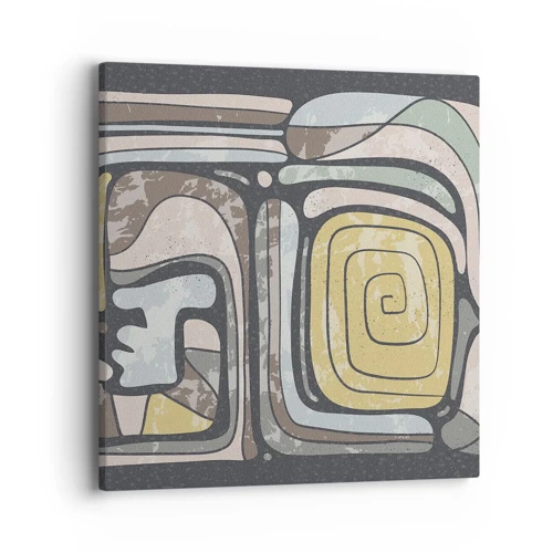 Cuadro sobre lienzo - Impresión de Imagen - Abstracción con espíritu precolombino - 40x40 cm