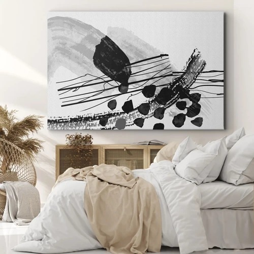 Cuadro sobre lienzo - Impresión de Imagen - Abstracción orgánica en blanco y negro - 120x80 cm
