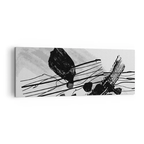 Cuadro sobre lienzo - Impresión de Imagen - Abstracción orgánica en blanco y negro - 140x50 cm