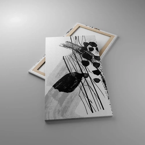 Cuadro sobre lienzo - Impresión de Imagen - Abstracción orgánica en blanco y negro - 55x100 cm