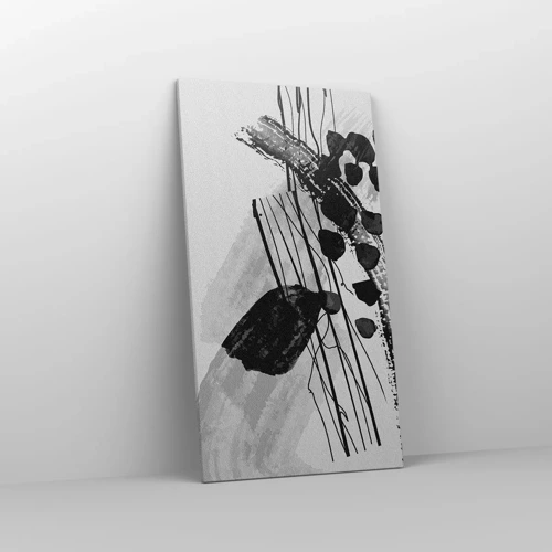 Cuadro sobre lienzo - Impresión de Imagen - Abstracción orgánica en blanco y negro - 55x100 cm