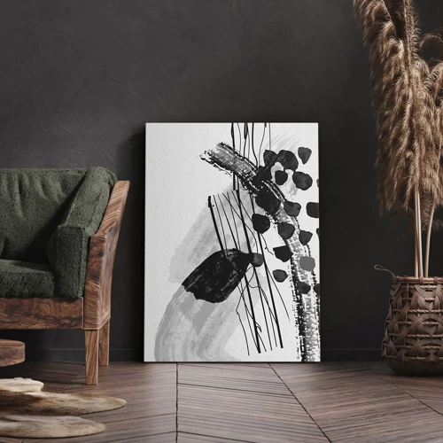 Cuadro sobre lienzo - Impresión de Imagen - Abstracción orgánica en blanco y negro - 65x120 cm