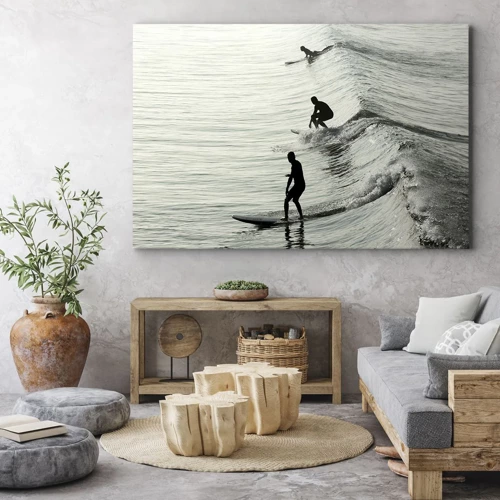 Cuadro sobre lienzo - Impresión de Imagen - Al encuentro de la ola - 70x50 cm